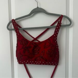 J Harris Vintage Floral Beaded Bra